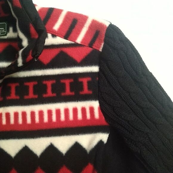 Ralph Lauren Fleece Jacket Active Red Black Fleece Cable Knit, Size Small - Picture 4 of 8